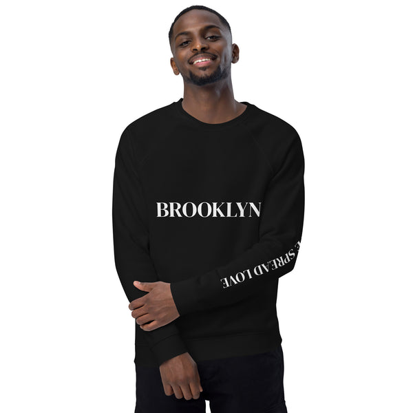 BROOKLYN - WE SPREAD LOVE Unisex organic raglan sweatshirt