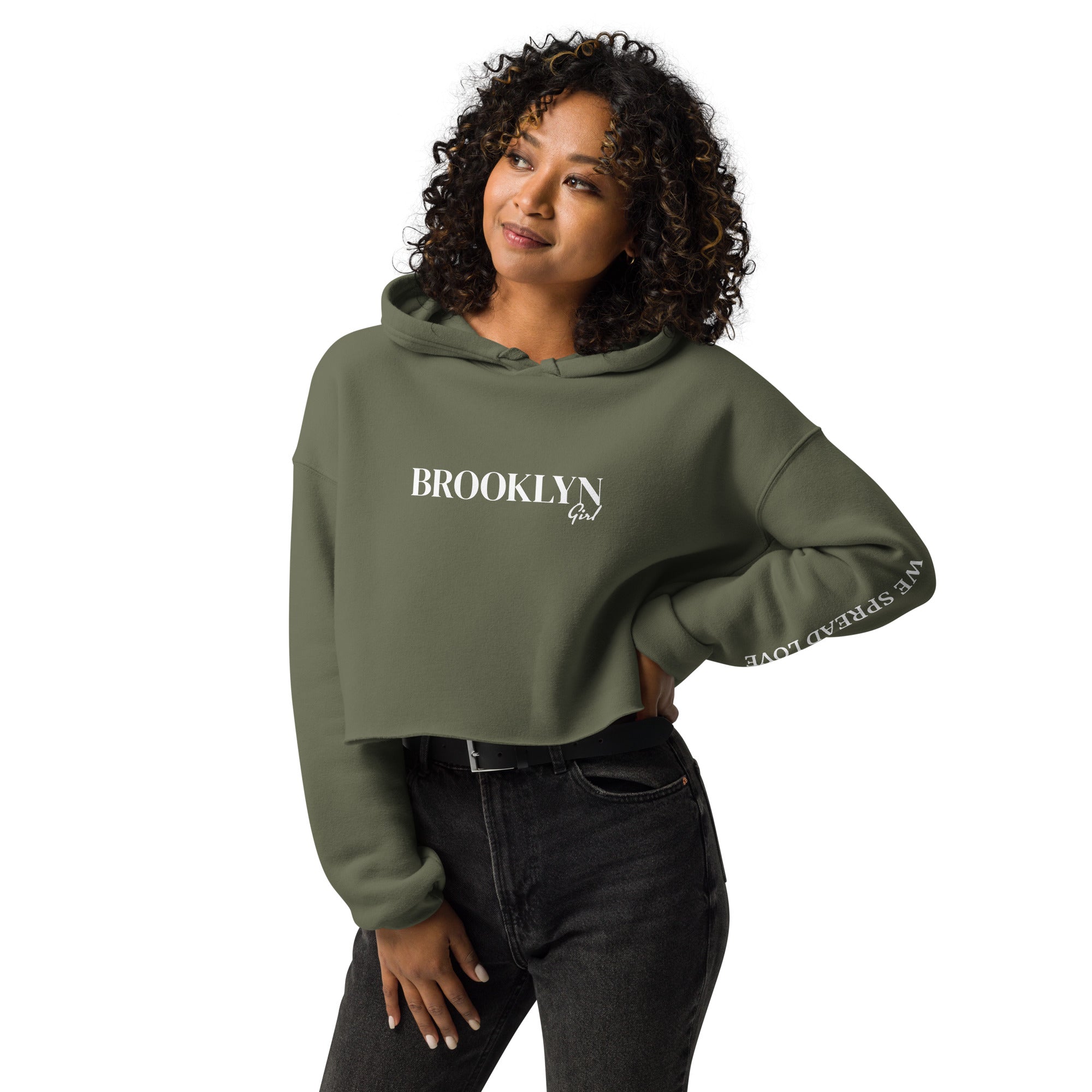 BROOKLYN Girl WE SPREAD LOVE Crop Hoodie