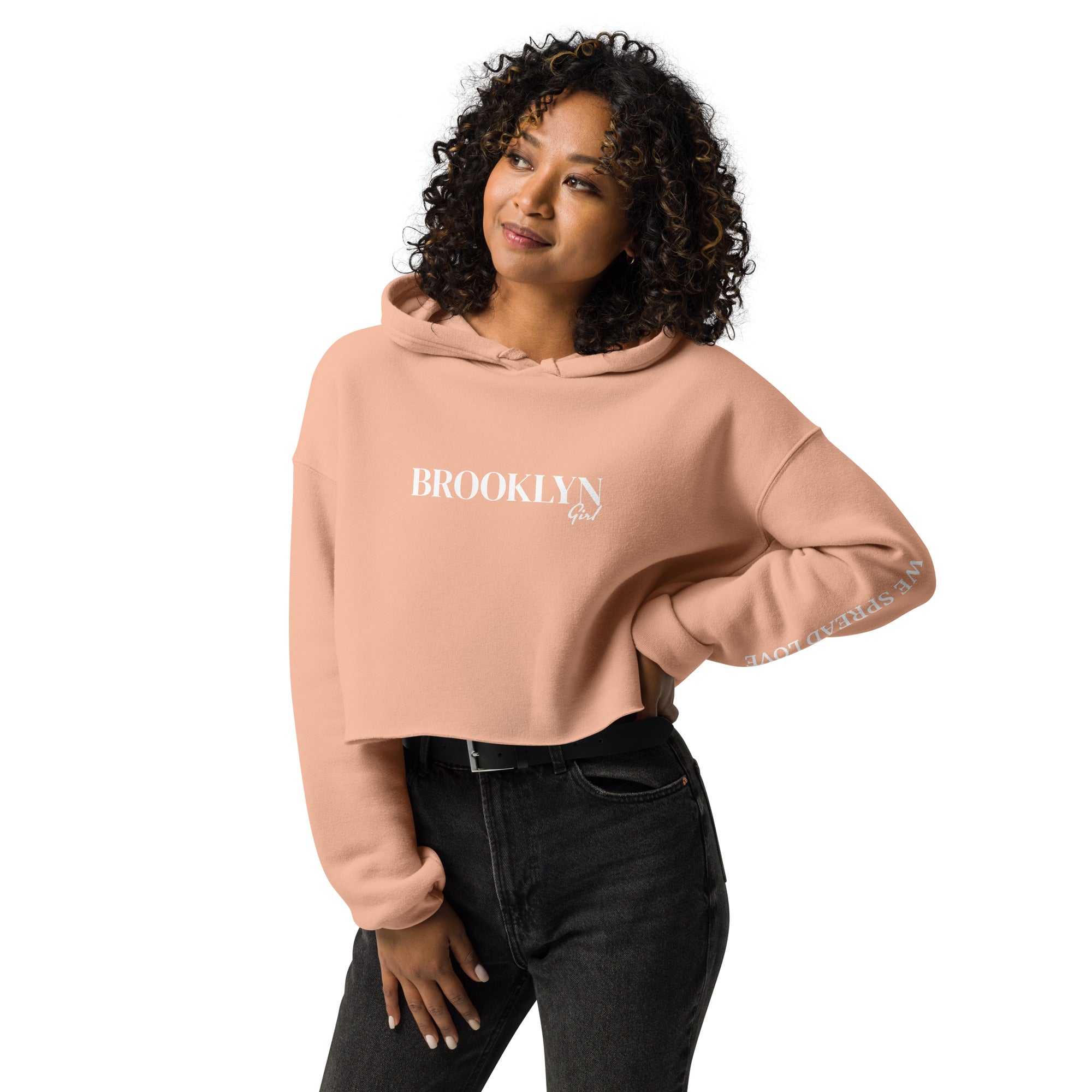 BROOKLYN Girl WE SPREAD LOVE Crop Hoodie